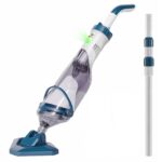 Enhulk Poolsauger Akku, 2025 Verbesserter 34cm breiter Kopf, Betriebsdauer bis zu 60 Minuten, Poolreiniger mit 3 Filter & Teleskopstange, Absaugung bis zu 4200L/H, Ideal für Aufstellpool usw