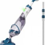 Enhulk Poolsauger Akku, Pool Bodensauger mit Betriebsdauer bis zu 60 Minuten, 222cm Teleskopstange, Poolreiniger mit 4 Filter, Absaugung bis zu 4200L/H, Ideal für oberirdische Pools/Spas usw, Blau