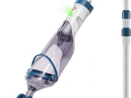 Enhulk Poolsauger Akku, Pool Bodensauger mit Betriebsdauer bis zu 60 Minuten, 222cm Teleskopstange, Poolreiniger mit 4 Filter, Absaugung bis zu 4200L/H, Ideal für oberirdische Pools/Spas usw, Blau
