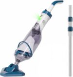 Enhulk Poolsauger Akku, Pool Bodensauger mit Betriebsdauer bis zu 60 Minuten, 222cm Teleskopstange, Poolreiniger mit 4 Filter, Absaugung bis zu 4200L/H, Ideal für oberirdische Pools/Spas usw, Blau