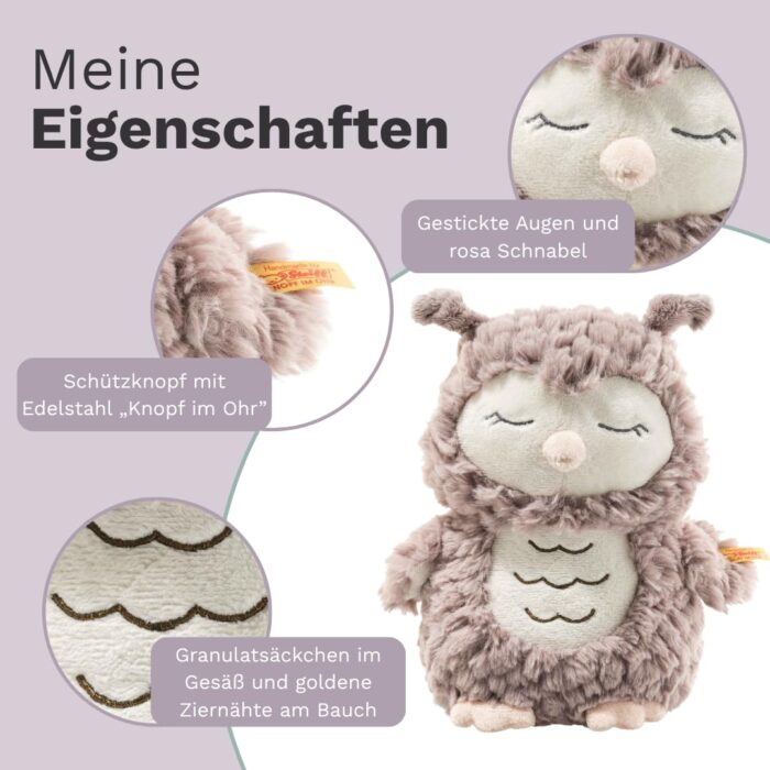 Steiff Kuscheltier Ollie Eule, Süßes Stofftier, Jungen, Mädchen & Babys ab 0 Monaten, Friends, Plüschtier 23 cm, Beige – Bild 5