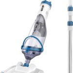 Enhulk Poolsauger Akku, 2025 Verbesserter 34cm breiter Kopf, Betriebsdauer bis zu 60 Minuten, Poolreiniger mit 3 Filter & Teleskopstange, Absaugung bis zu 4200L/H, Ideal für Aufstellpool usw