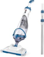 Enhulk Poolsauger Akku, 2025 Verbesserter 34cm breiter Kopf, Betriebsdauer bis zu 60 Minuten, Poolreiniger mit 3 Filter & Teleskopstange, Absaugung bis zu 4200L/H, Ideal für Aufstellpool usw