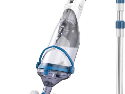 Enhulk Poolsauger Akku, 2025 Verbesserter 34cm breiter Kopf, Betriebsdauer bis zu 60 Minuten, Poolreiniger mit 3 Filter & Teleskopstange, Absaugung bis zu 4200L/H, Ideal für Aufstellpool usw