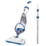 Enhulk Poolsauger Akku, Pool Bodensauger mit Betriebsdauer bis zu 60 Minuten, 222cm Teleskopstange, Poolreiniger mit 4 Filter, Absaugung bis zu 4200L/H, Ideal für oberirdische Pools/Spas usw, Blau