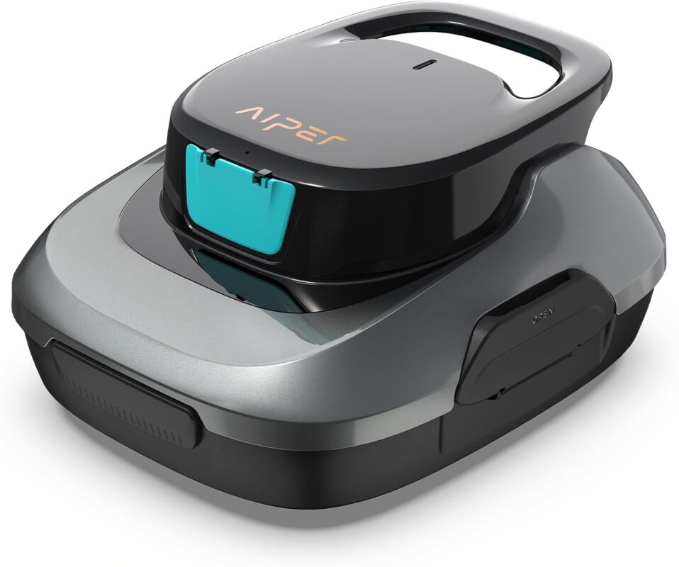 AIPER Scuba SE Poolroboter, Kabelloser Poolsauger Akku, 90 Minuten Reinigungszeit, Automatische Reinigung mit Selbsteinparkfunktion, Leichter Poolreiniger Ideal für Pools mit Flachem Boden