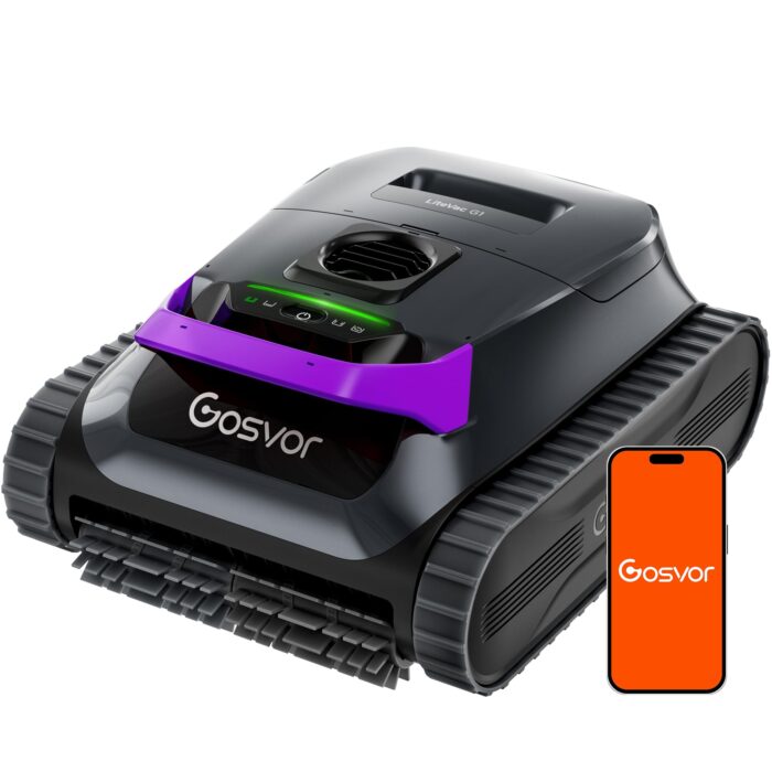 (2026 Neu) Gosvor Poolroboter Wand und Boden, Wasserlinie, Flachzone 4-in-1, Bis zu 200 Min. Laufzeit, Leichtgewicht 6,9 KG, 3μm Ultrafeiner Filter, Starker Poolsuager Akku für Pools bis zu 200 m²