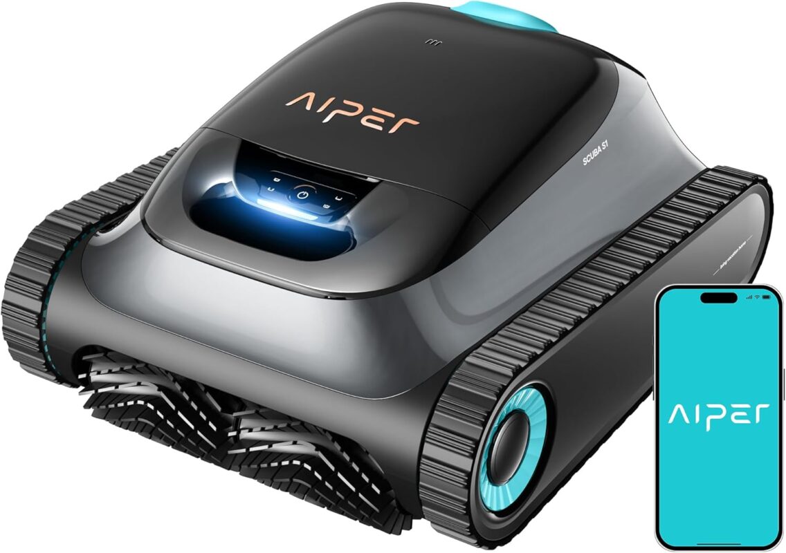 (2026 Upgrade) AIPER Scuba S1 Poolroboter Boden und Wand, Wasserlinienreinigung, Doppelfiltration, 240 Min Laufzeit, Intelligente Navigation, App-Steuerung & OTA-Updates für Einbau- und Aufstellpools