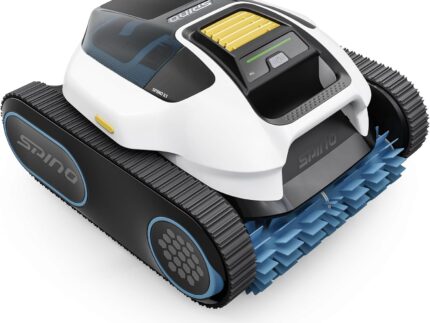Spino E1 Poolroboter Akku Boden und Wand, 210 Min Kabellos Poolsauger, Max 21950 LPH, Poolreiniger mit 5 Reinigungsmodi, Auto Wasserlinien Parkfunktion & SmartArc Routenplan,bis 150㎡ (E1)