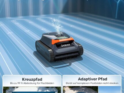 (2026 Neu) Gosvor Poolroboter Wand und Boden, Wasserlinie, Flachzone 4-in-1, Bis zu 200 Min. Laufzeit, Leichtgewicht 6,9 KG, 3μm Ultrafeiner Filter, Starker Poolsuager Akku für Pools bis zu 200 m²