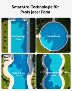 Spino E1 Poolroboter Akku Boden und Wand, 210 Min Kabellos Poolsauger, Max 21950 LPH, Poolreiniger mit 5 Reinigungsmodi, Auto Wasserlinien Parkfunktion & SmartArc Routenplan,bis 150㎡ (E1)