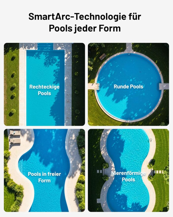 Spino E1 Poolroboter Akku Boden und Wand, 210 Min Kabellos Poolsauger, Max 21950 LPH, Poolreiniger mit 5 Reinigungsmodi, Auto Wasserlinien Parkfunktion & SmartArc Routenplan,bis 150㎡ (E1)