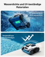 Spino E1 Poolroboter Akku Boden und Wand, 210 Min Kabellos Poolsauger, Max 21950 LPH, Poolreiniger mit 5 Reinigungsmodi, Auto Wasserlinien Parkfunktion & SmartArc Routenplan,bis 150㎡ (E1)