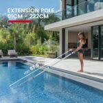 Enhulk Poolsauger Akku, 2025 Verbesserter 34cm breiter Kopf, Betriebsdauer bis zu 60 Minuten, Poolreiniger mit 3 Filter & Teleskopstange, Absaugung bis zu 4200L/H, Ideal für Aufstellpool usw