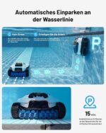 Spino E1 Poolroboter Akku Boden und Wand, 210 Min Kabellos Poolsauger, Max 21950 LPH, Poolreiniger mit 5 Reinigungsmodi, Auto Wasserlinien Parkfunktion & SmartArc Routenplan,bis 150㎡ (E1)