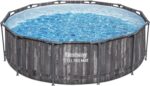 Bestway Steel Pro MAX Frame Pool-Set mit Filterpumpe Ø 366 x 100 cm, Holz-Optik (Mooreiche), rund