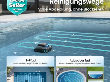 (2026 Upgrade) AIPER Scuba S1 Poolroboter Boden und Wand, Wasserlinienreinigung, Doppelfiltration, 240 Min Laufzeit, Intelligente Navigation, App-Steuerung & OTA-Updates für Einbau- und Aufstellpools