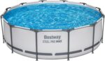Bestway® Steel Pro MAX™ Aufstellpool-Set mit Filterpumpe Ø 366 x 100 cm, lichtgrau, rund