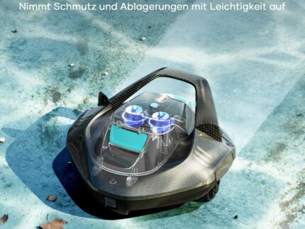 AIPER Poolroboter, Kabellos Poolsauger Akku, Bodensauger mit 90 Min Laufzeit, Automatisches Parken, Dual-Antriebsmotoren & LED-Anzeigen, Ideal für Flachem Boden Pool bis zu 80 m²