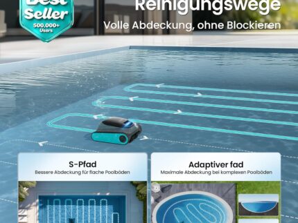 (2026 Upgrade) AIPER Scuba S1 Poolroboter Boden und Wand, Wasserlinienreinigung, Doppelfiltration, 240 Min Laufzeit, Intelligente Navigation, App-Steuerung & OTA-Updates für Einbau- und Aufstellpools