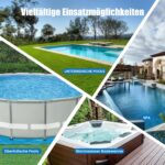 Enhulk Poolsauger Akku, Pool Bodensauger mit Betriebsdauer bis zu 60 Minuten, 222cm Teleskopstange, Poolreiniger mit 4 Filter, Absaugung bis zu 4200L/H, Ideal für oberirdische Pools/Spas usw, Blau