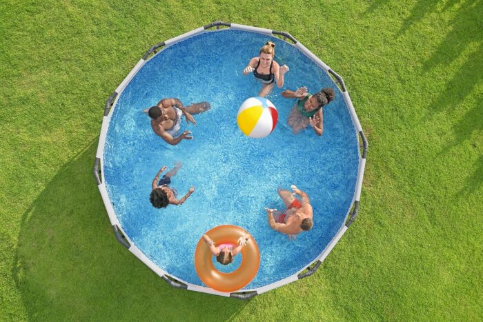Bestway® Steel Pro MAX™ Aufstellpool-Set mit Filterpumpe Ø 366 x 100 cm, lichtgrau, rund