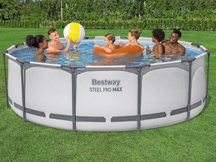Bestway® Steel Pro MAX™ Aufstellpool-Set mit Filterpumpe Ø 366 x 100 cm, lichtgrau, rund