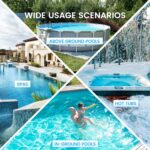 Enhulk Poolsauger Akku, 2025 Verbesserter 34cm breiter Kopf, Betriebsdauer bis zu 60 Minuten, Poolreiniger mit 3 Filter & Teleskopstange, Absaugung bis zu 4200L/H, Ideal für Aufstellpool usw