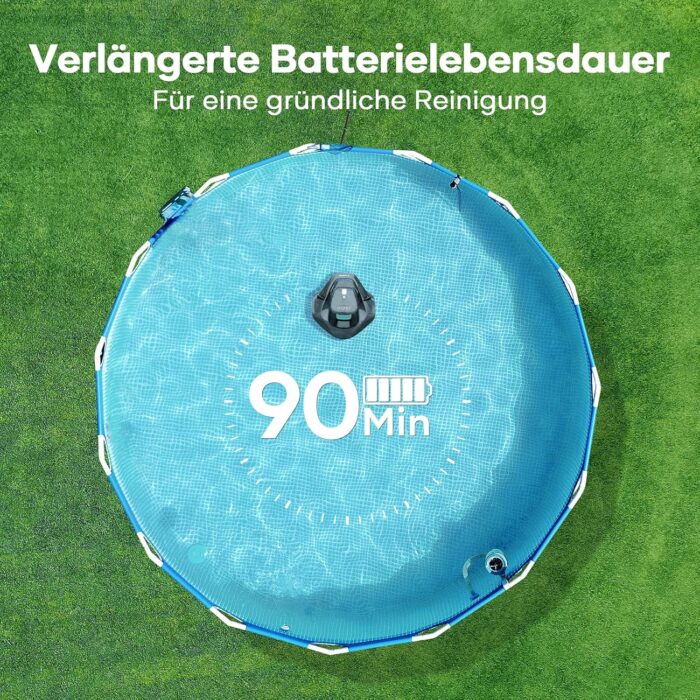AIPER Poolroboter, Kabellos Poolsauger Akku, Bodensauger mit 90 Min Laufzeit, Automatisches Parken, Dual-Antriebsmotoren & LED-Anzeigen, Ideal für Flachem Boden Pool bis zu 80 m²